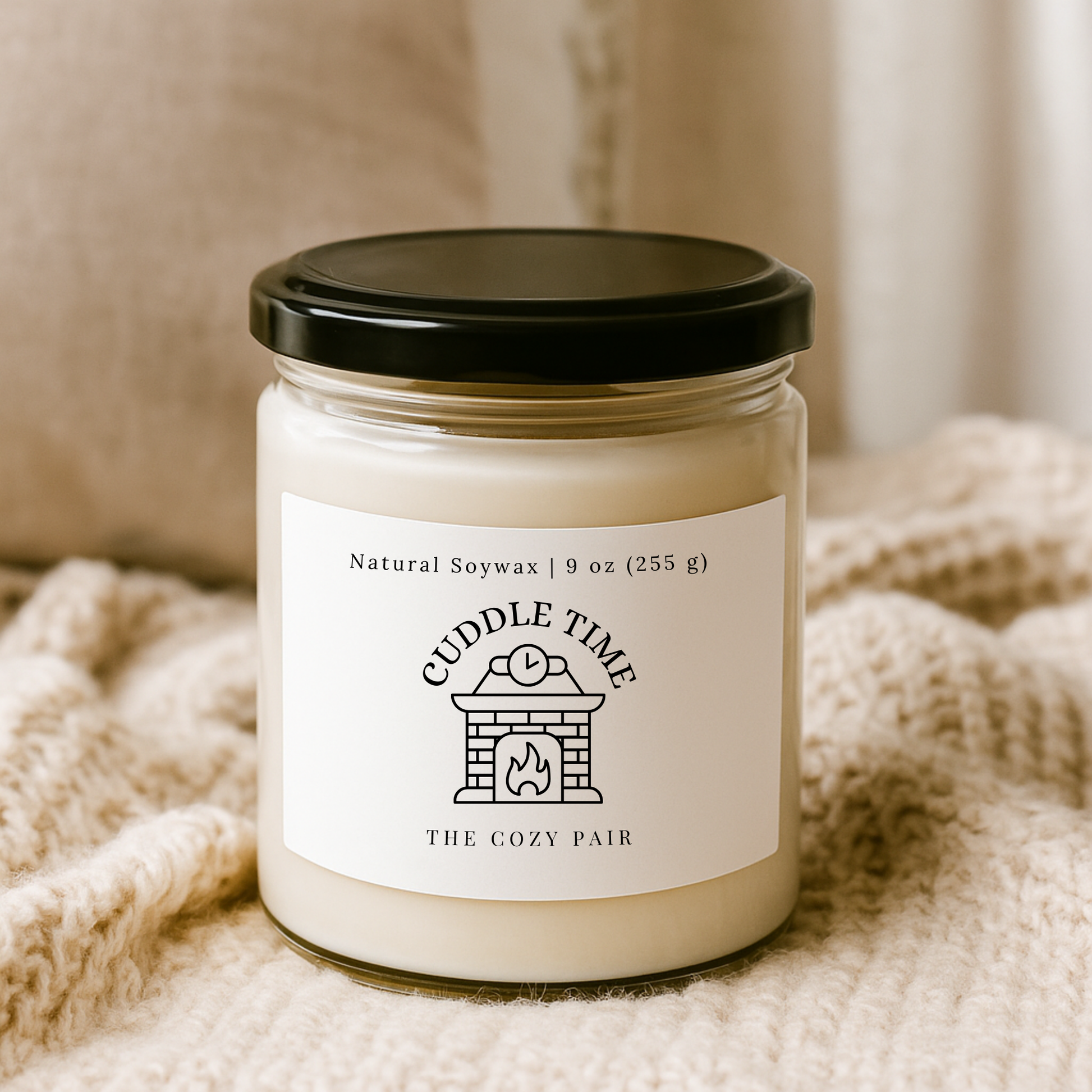"Cuddle Time" Scented 100% Natural Soy Wax Candle, 9 oz