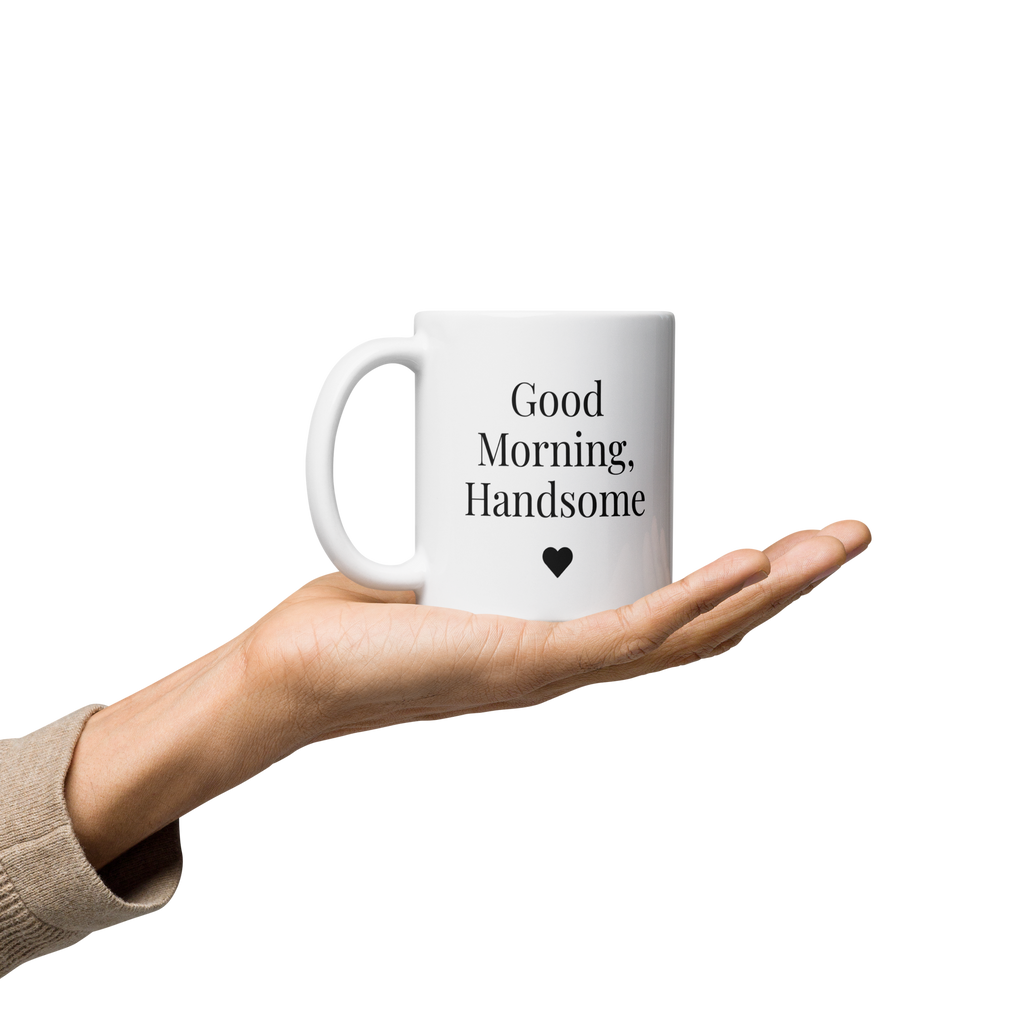 "Morning With You" White Glossy Couple 11 oz Mug Set