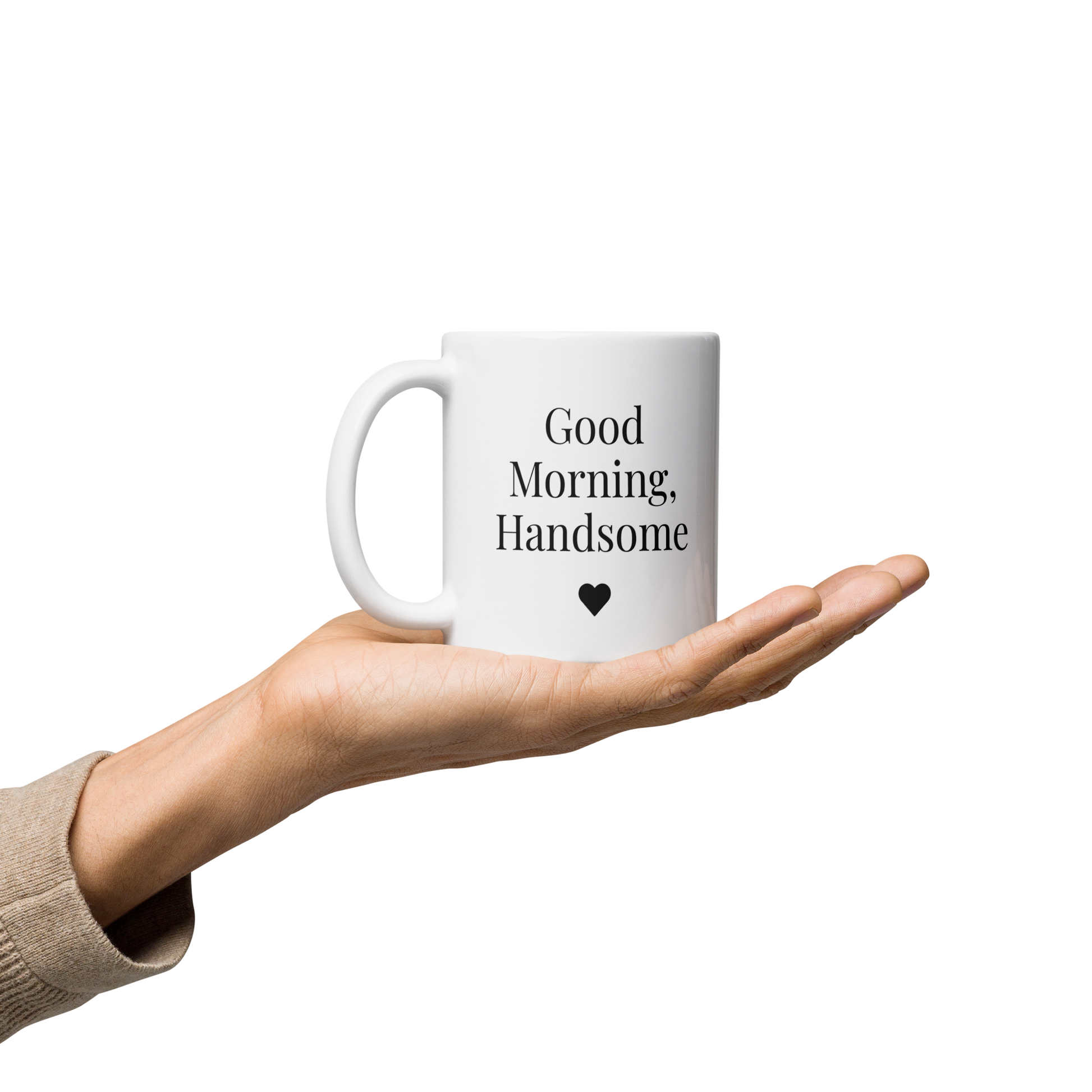 "Morning With You" White Glossy Couple 11 oz Mug Set
