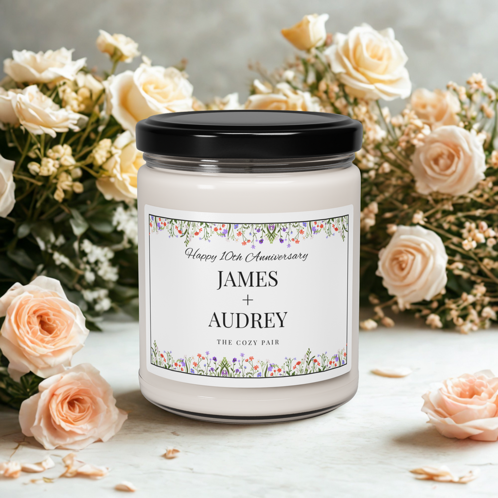 Personalized Happy Anniversary Scented 100% Natural Soy Wax Candle, 9 oz