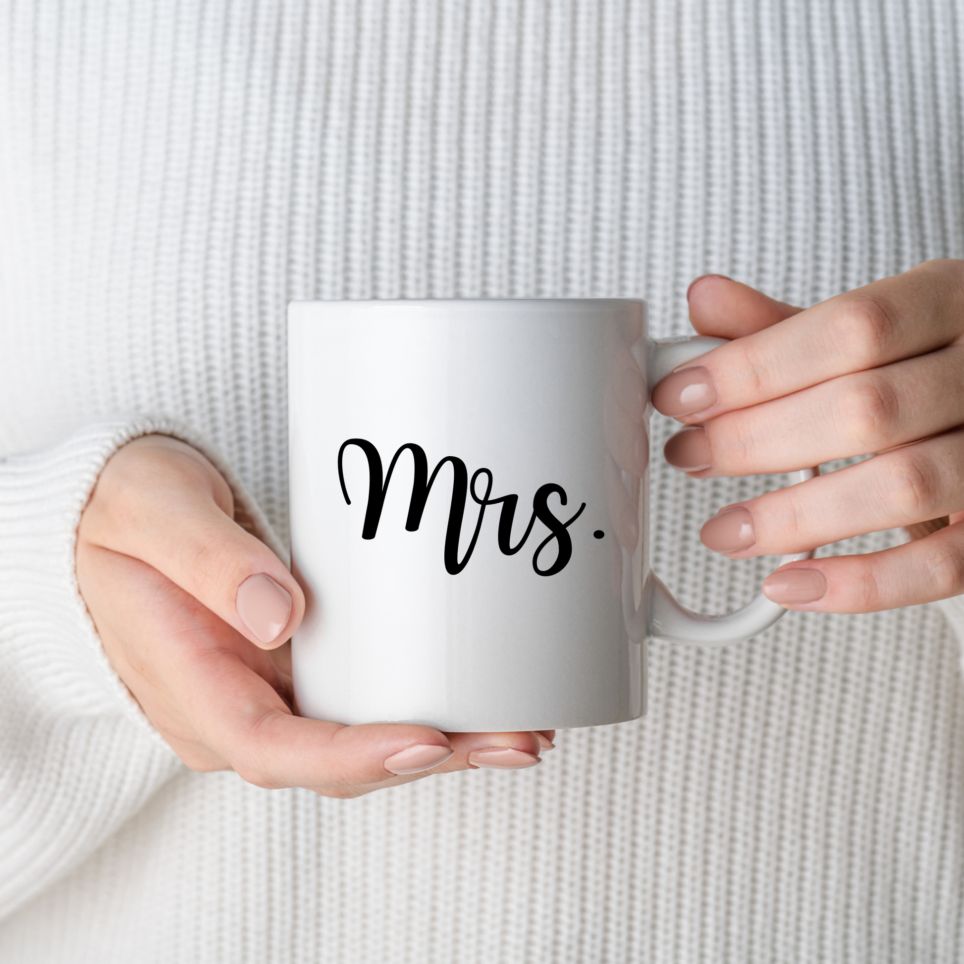 "Mr. and Mrs." White Glossy Couple 11 oz Mug Set