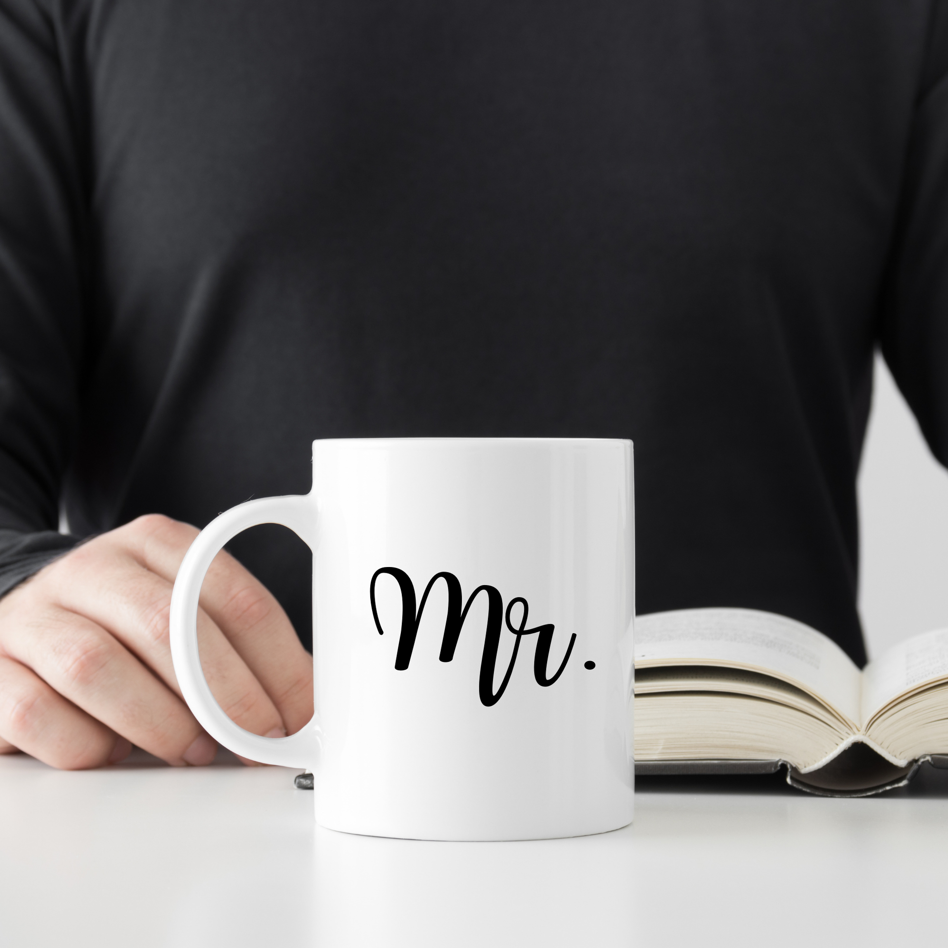 "Mr. and Mrs." White Glossy Couple 11 oz Mug Set