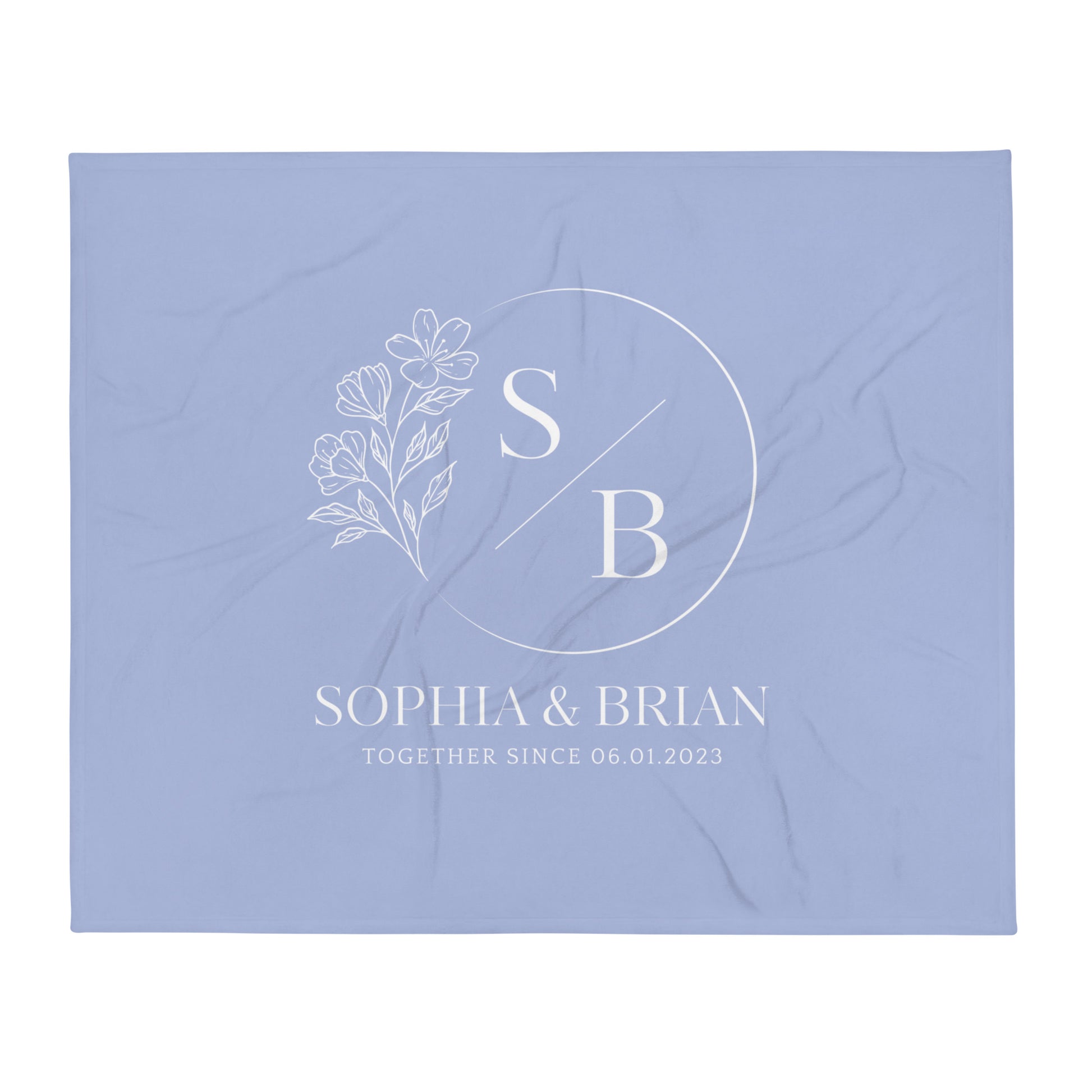 Personalized Couple Names Wedding Anniversary Gift Flowers Throw Blanket, 50" x 60"