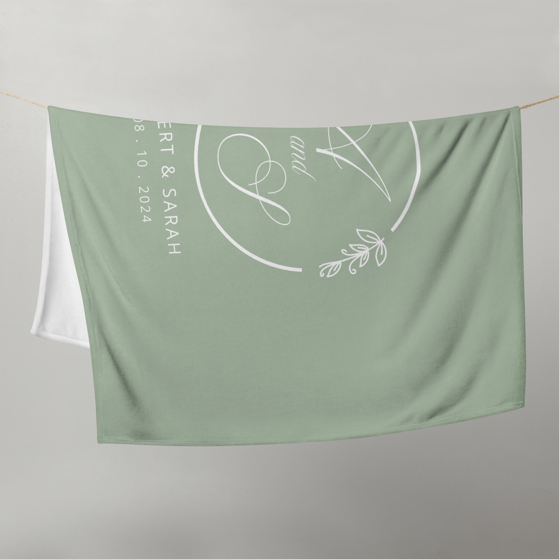 Personalized Couple Names Wedding Anniversary Gift Leaves Throw Blanket, 50" x 60"