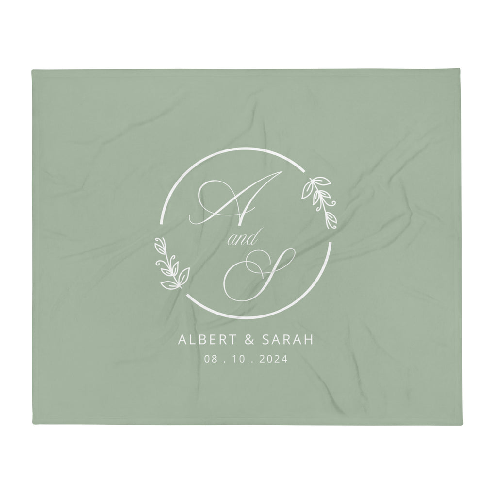 Personalized Couple Names Wedding Anniversary Gift Leaves Throw Blanket, 50" x 60"