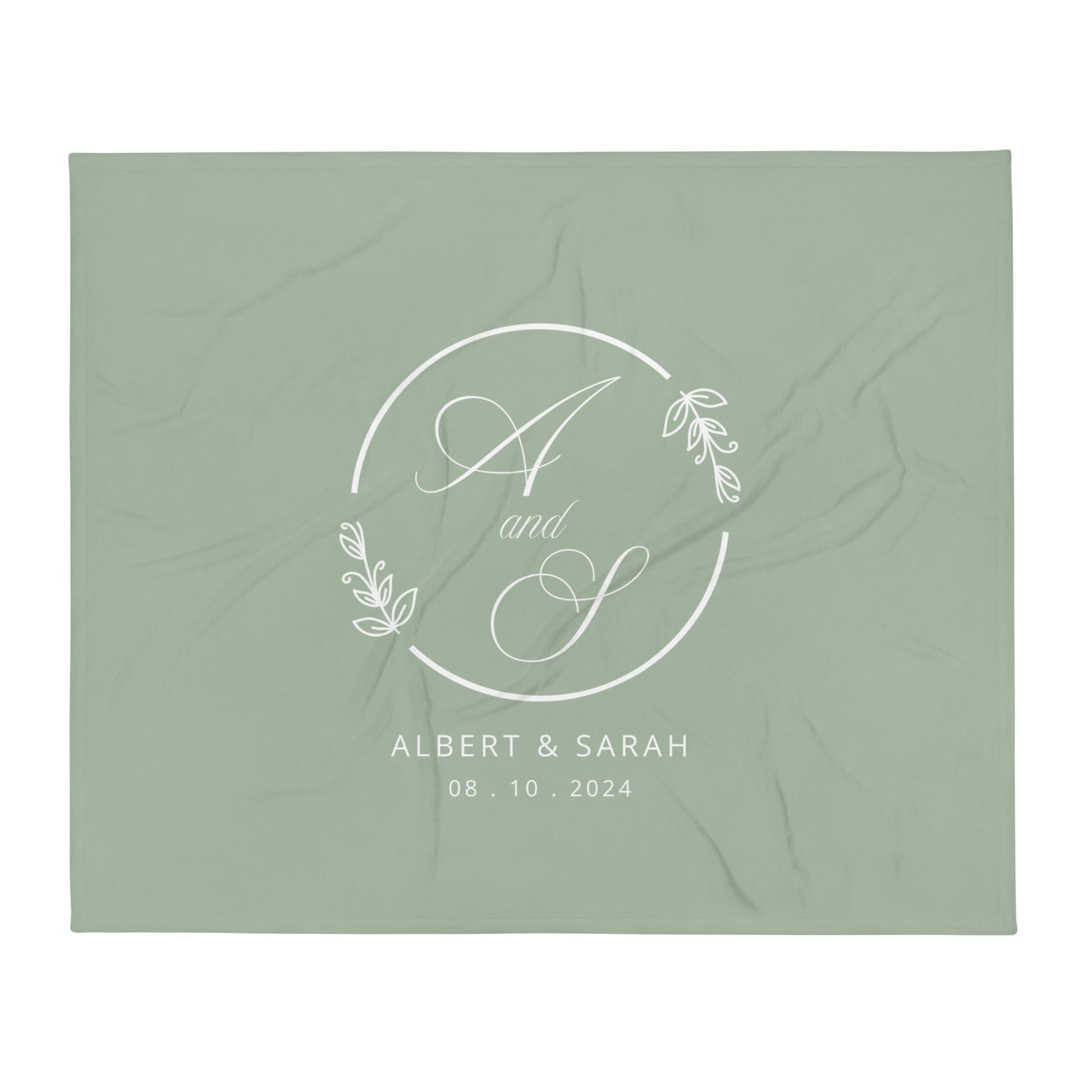 Personalized Couple Names Wedding Anniversary Gift Leaves Throw Blanket, 50" x 60"