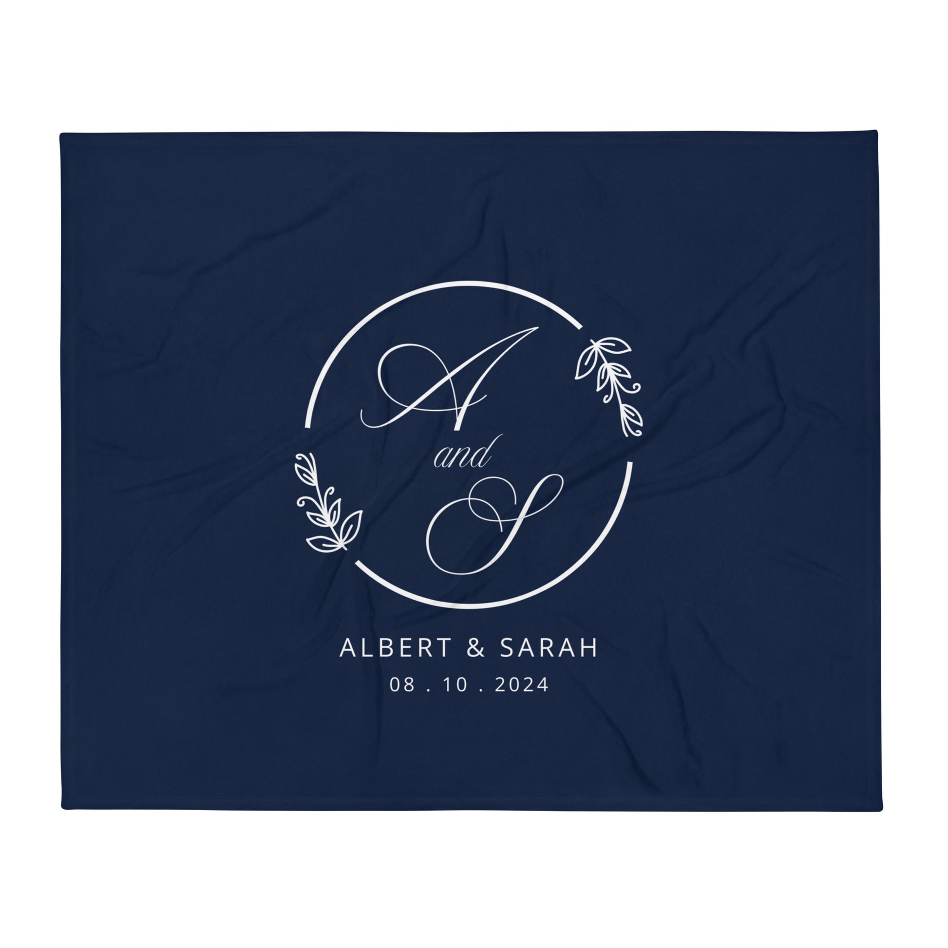 Personalized Couple Names Wedding Anniversary Gift Leaves Throw Blanket, 50" x 60"