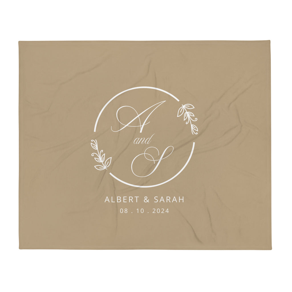 Personalized Couple Names Wedding Anniversary Gift Leaves Throw Blanket, 50" x 60"