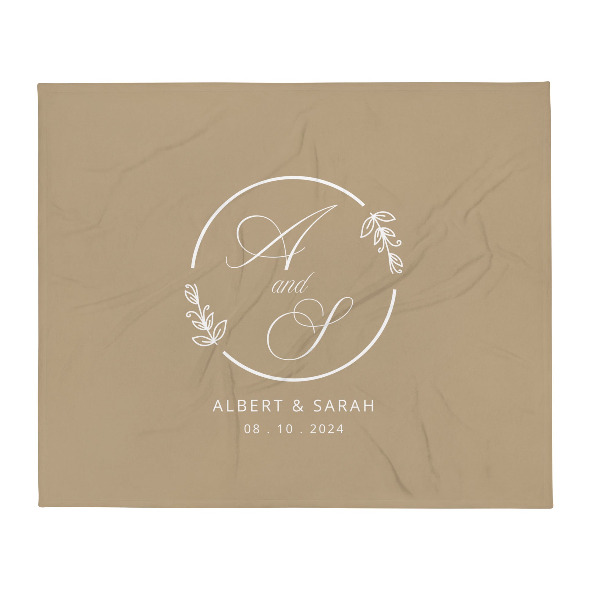Personalized Couple Names Wedding Anniversary Gift Leaves Throw Blanket, 50" x 60"