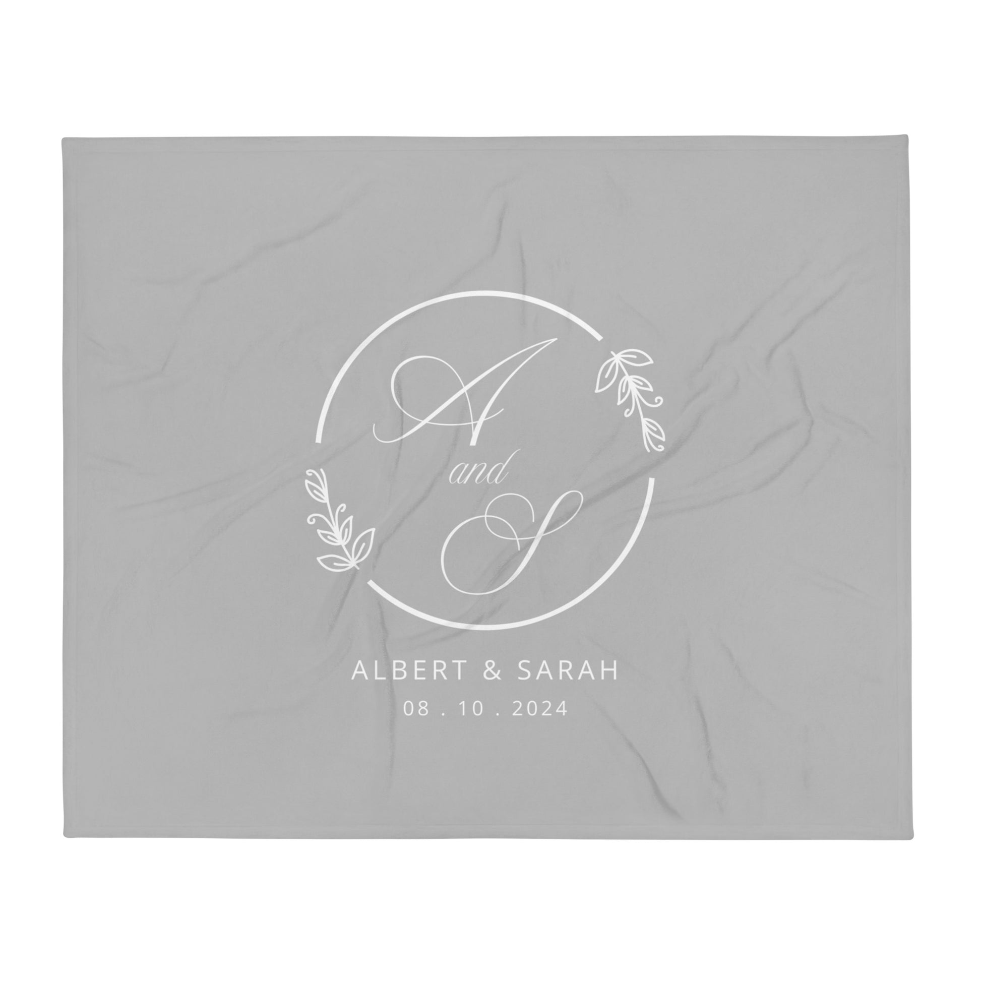 Personalized Couple Names Wedding Anniversary Gift Leaves Throw Blanket, 50" x 60"