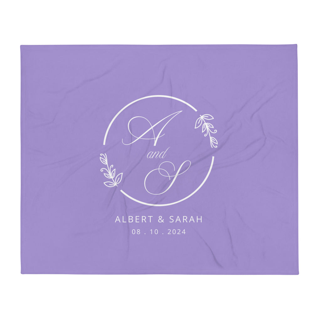 Personalized Couple Names Wedding Anniversary Gift Leaves Throw Blanket, 50" x 60"