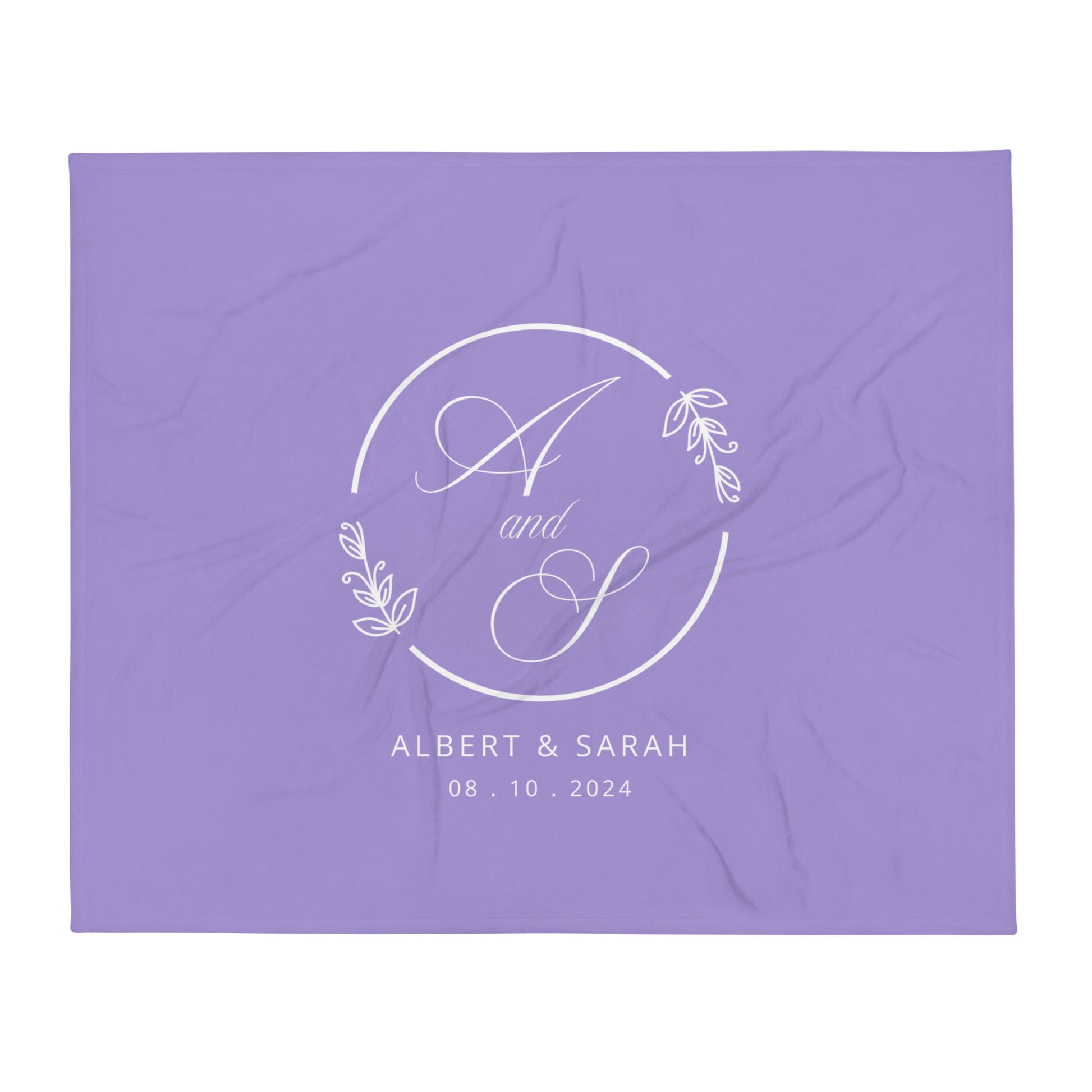 Personalized Couple Names Wedding Anniversary Gift Leaves Throw Blanket, 50" x 60"