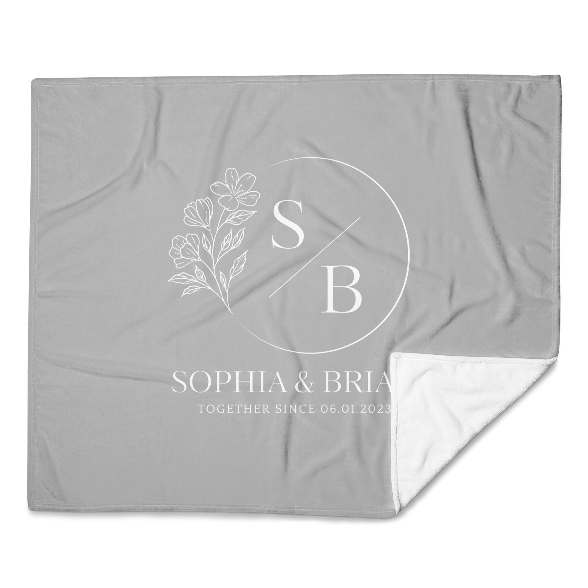 Personalized Couple Names Wedding Anniversary Gift Flowers Throw Blanket, 50" x 60"