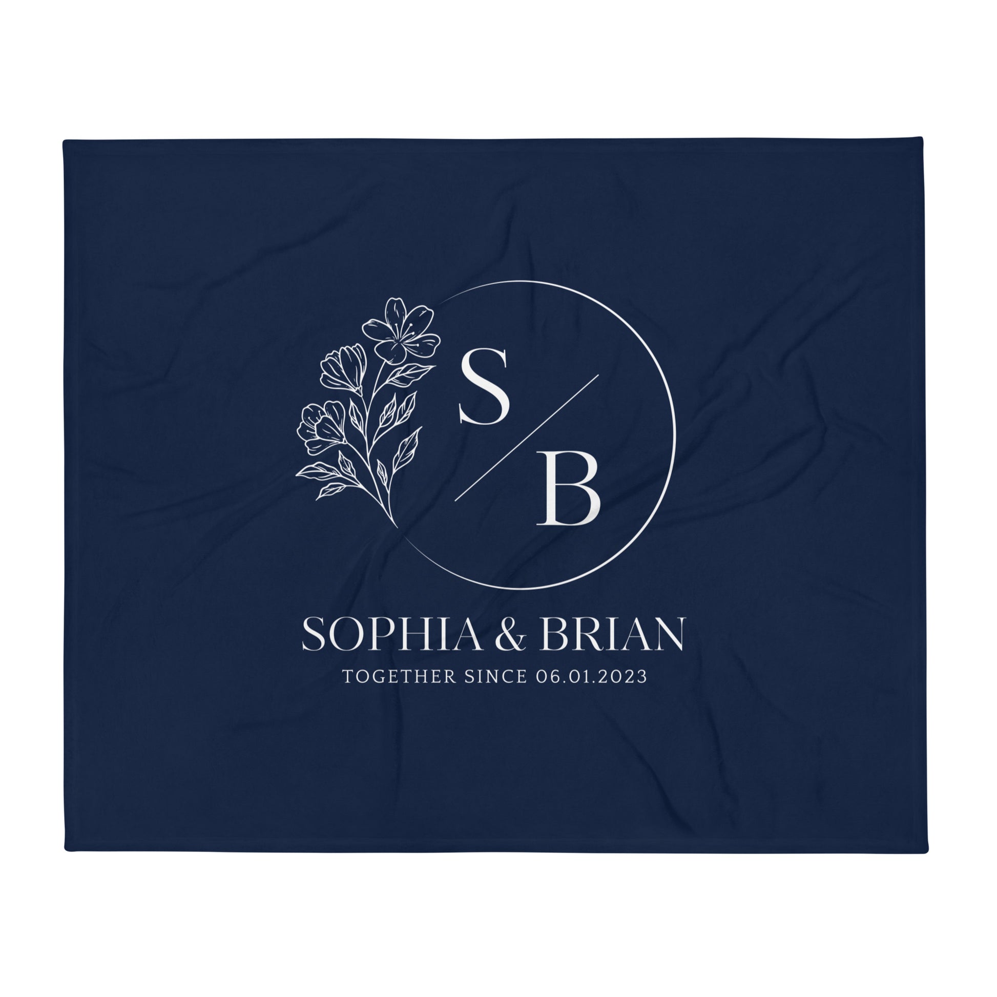 Personalized Couple Names Wedding Anniversary Gift Flowers Throw Blanket, 50" x 60"