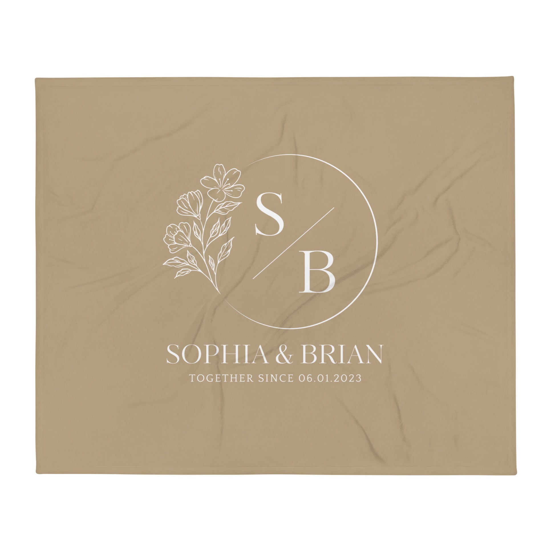 Personalized Couple Names Wedding Anniversary Gift Flowers Throw Blanket, 50" x 60"